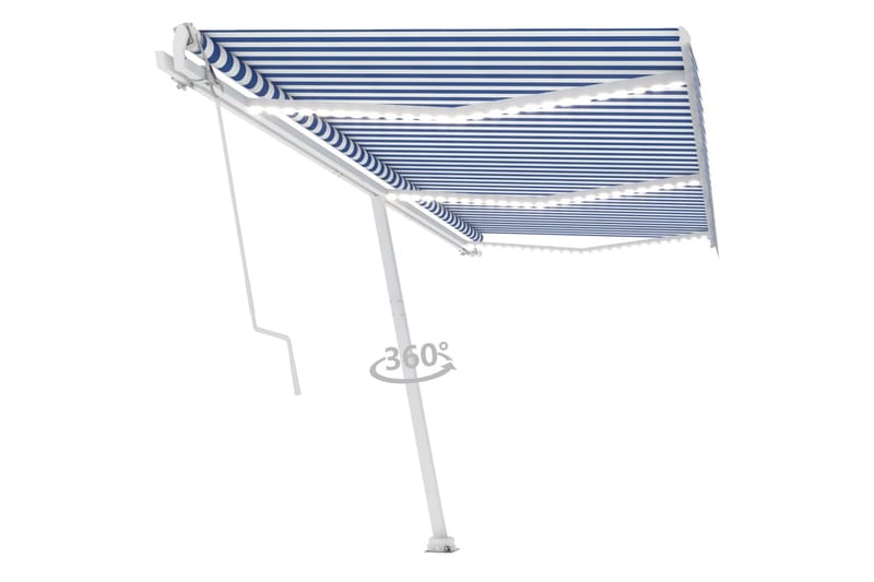 fritstående markise 600x350 cm automatisk betjening blå/hvid - Blå - Havemøbler - Solafskærmning - Markiser - Balkonmarkise