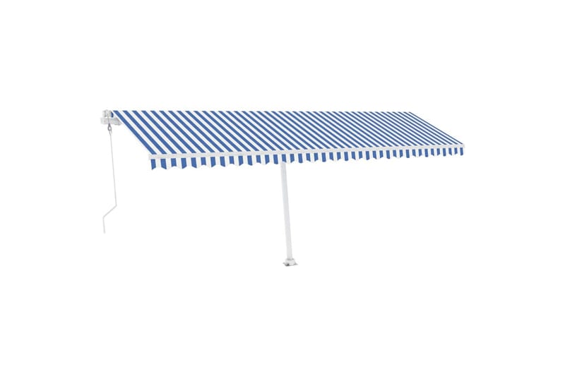 fritstående markise 600x350 cm automatisk betjening blå/hvid - Blå - Havemøbler - Solafskærmning - Markiser - Balkonmarkise