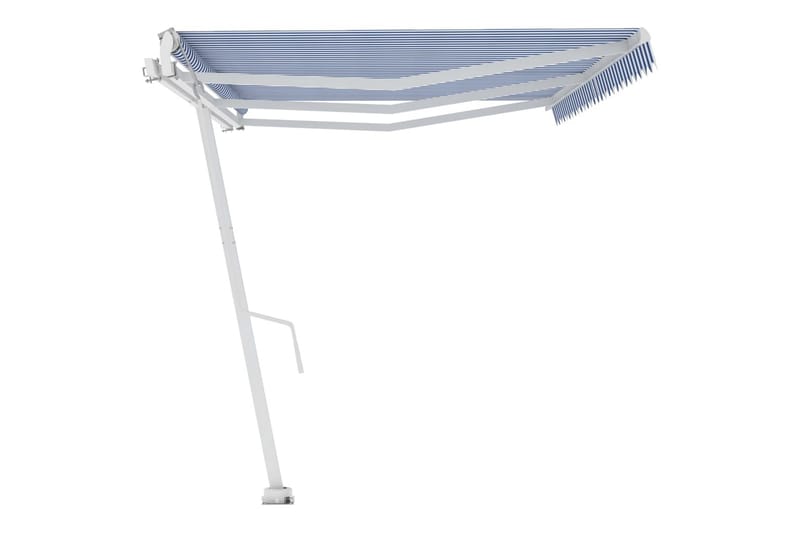 fritstående markise 600x350 cm automatisk betjening blå/hvid - Blå - Havemøbler - Solafskærmning - Markiser - Balkonmarkise
