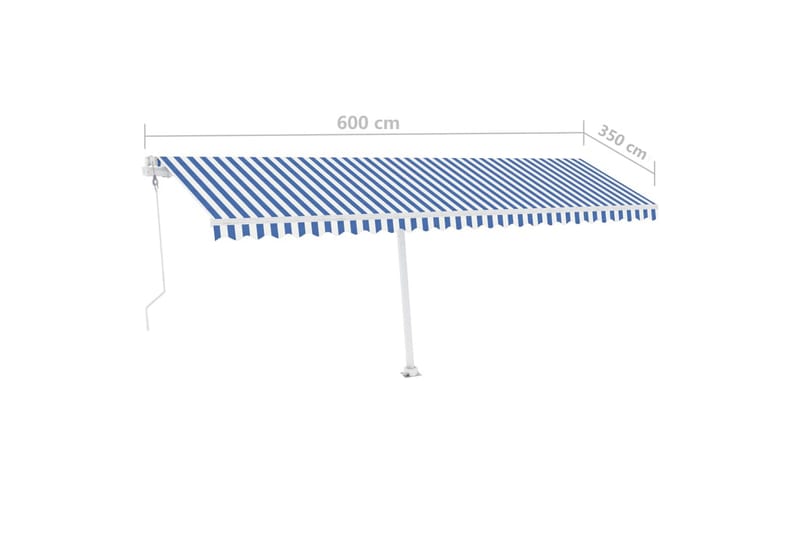 fritstående markise 600x350 cm automatisk betjening blå/hvid - Blå - Havemøbler - Solafskærmning - Markiser - Balkonmarkise