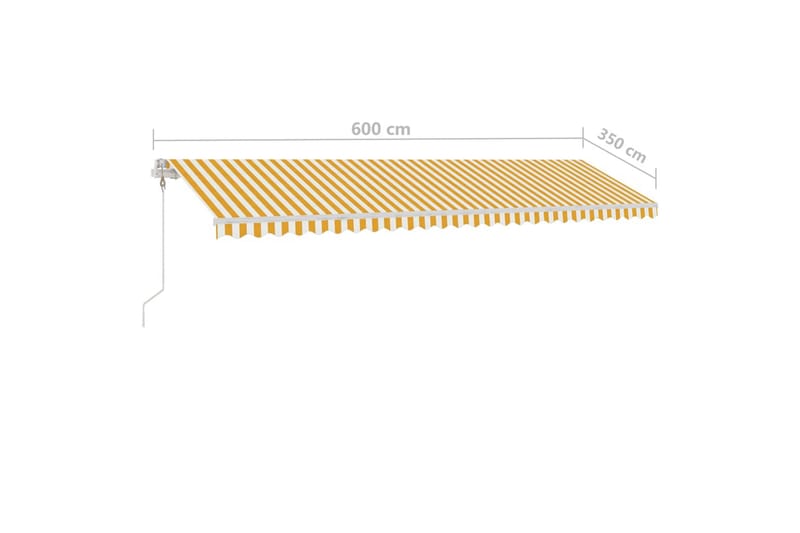 fritstående markise 600x350 cm automatisk betjening gul/hvid - Gul - Havemøbler - Solafskærmning - Markiser - Balkonmarkise