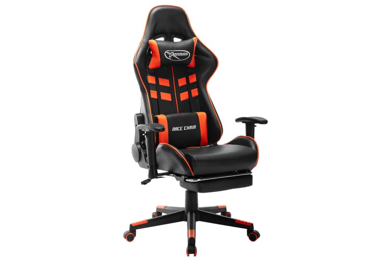 gamingstol med fodstøtte kunstlæder sort og orange - Flerfarvet - Balkonmarkise - Markiser - Terrassemarkise