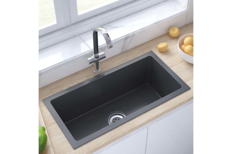 håndlavet køkkenvask med strainer rustfrit stål sort - Sort - Balkonmarkise - Markiser - Terrassemarkise
