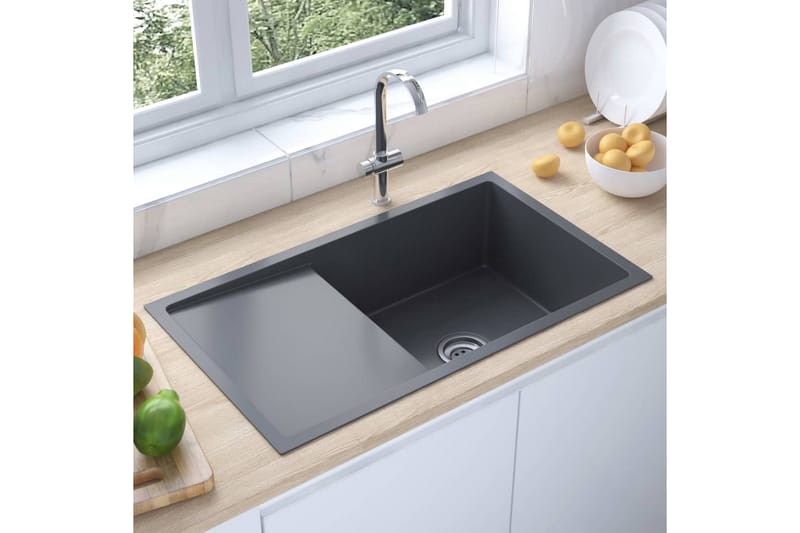 håndlavet køkkenvask med strainer rustfrit stål sort - Sort - Balkonmarkise - Markiser - Terrassemarkise