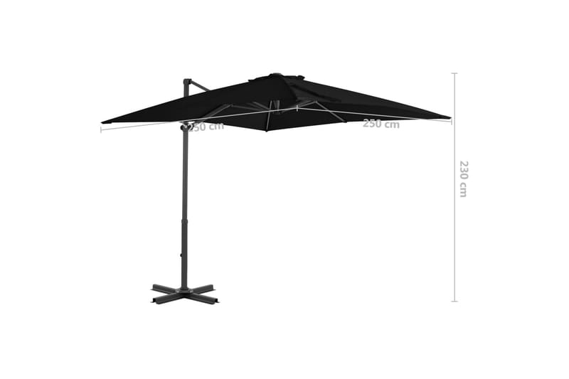 hængeparasol med aluminiumsstang 250x250 cm sort - Sort - Havemøbler - Solafskærmning - Markiser - Balkonmarkise