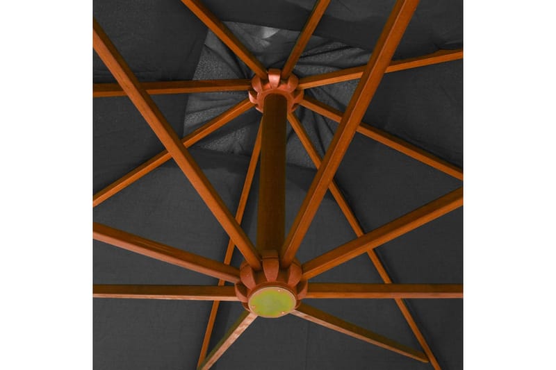 hængeparasol med stang 3x3 m massivt fyrretræ antracitgrå - Antracit - Balkonmarkise - Markiser - Terrassemarkise