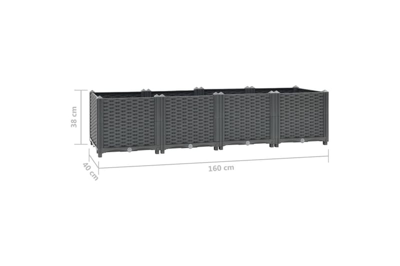 højbed 160x40x38 cm polypropylen - Grå - Havemøbler - Solafskærmning - Markiser - Balkonmarkise