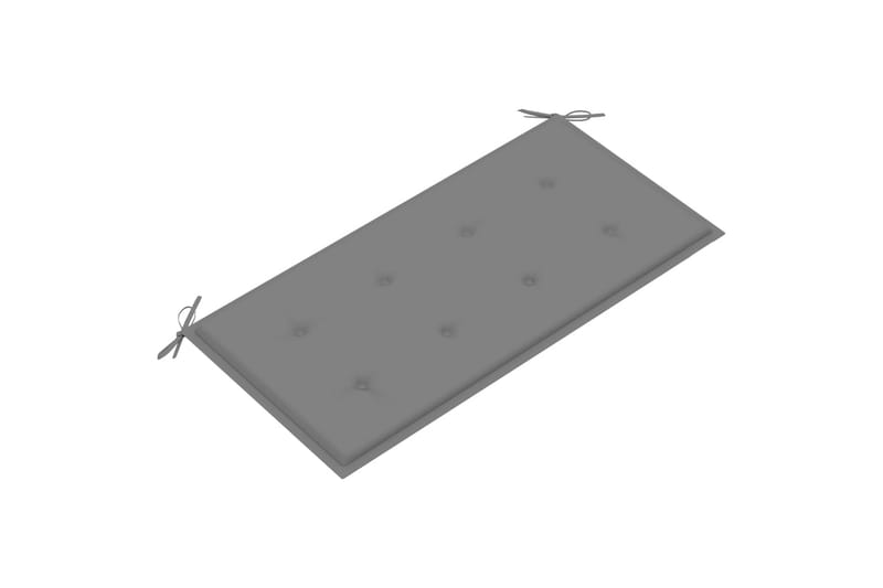 havebænk med grå hynde 112 cm massivt teaktræ - Brun - Havemøbler - Solafskærmning - Markiser - Balkonmarkise
