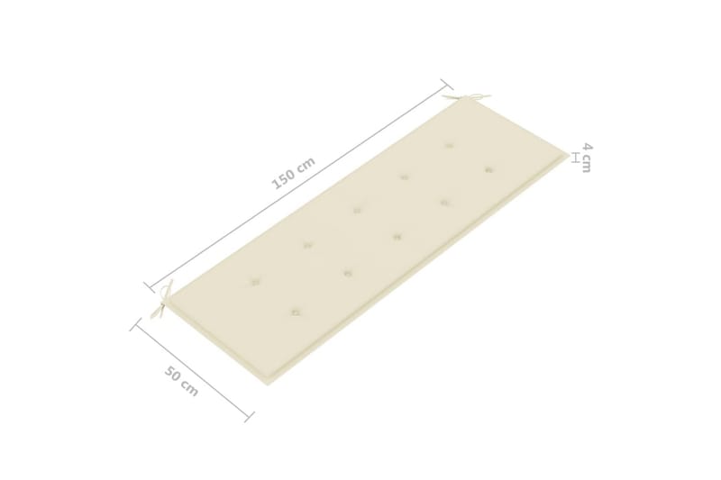 havebænk med hynde 159 cm stabelbar massivt teaktræ - Balkonmarkise - Markiser - Terrassemarkise