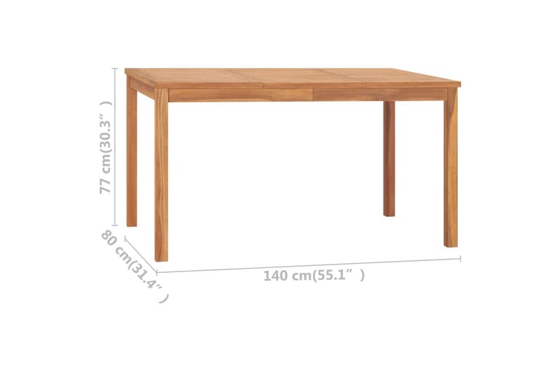 havebord 140x80x77 cm massivt teaktræ - Havemøbler - Solafskærmning - Markiser - Balkonmarkise
