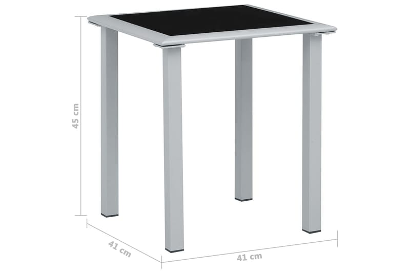 havebord 41x41x45 cm stål og glas sort og sølvfarvet - Sølv - Balkonmarkise - Markiser - Terrassemarkise