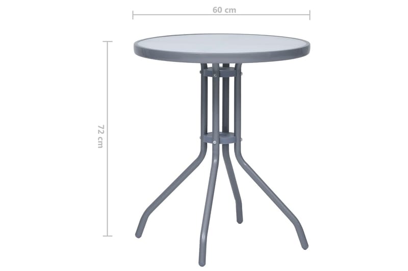 havebord 60 cm stål og glas lysegrå - Grå - Havemøbler - Solafskærmning - Markiser - Balkonmarkise