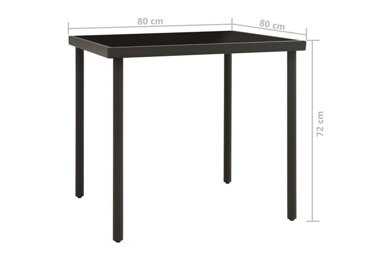 havebord 80x80x72 cm glas og stål antracitgrå - Antracit - Balkonmarkise - Markiser - Terrassemarkise