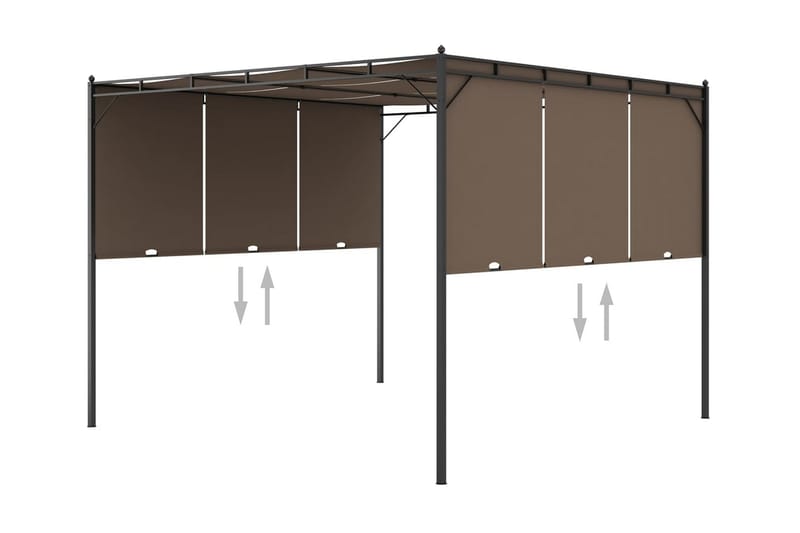 havepavillon med gardin 3x3x2,25 m gråbrun - Gråbrun - Balkonmarkise - Markiser - Terrassemarkise