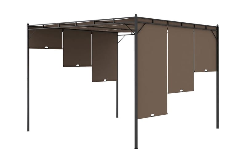 havepavillon med gardin 3x3x2,25 m gråbrun - Gråbrun - Balkonmarkise - Markiser - Terrassemarkise