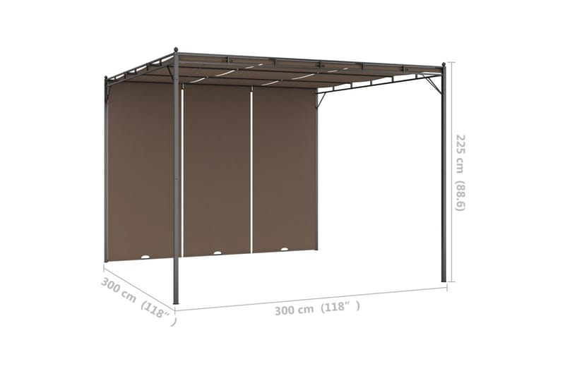 havepavillon med gardin 3x3x2,25 m gråbrun - Gråbrun - Balkonmarkise - Markiser - Terrassemarkise