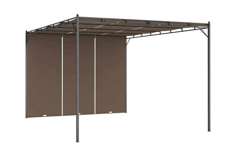 havepavillon med sidegardin 4x3x2,25 m gråbrun - Gråbrun - Havemøbler - Solafskærmning - Markiser - Balkonmarkise