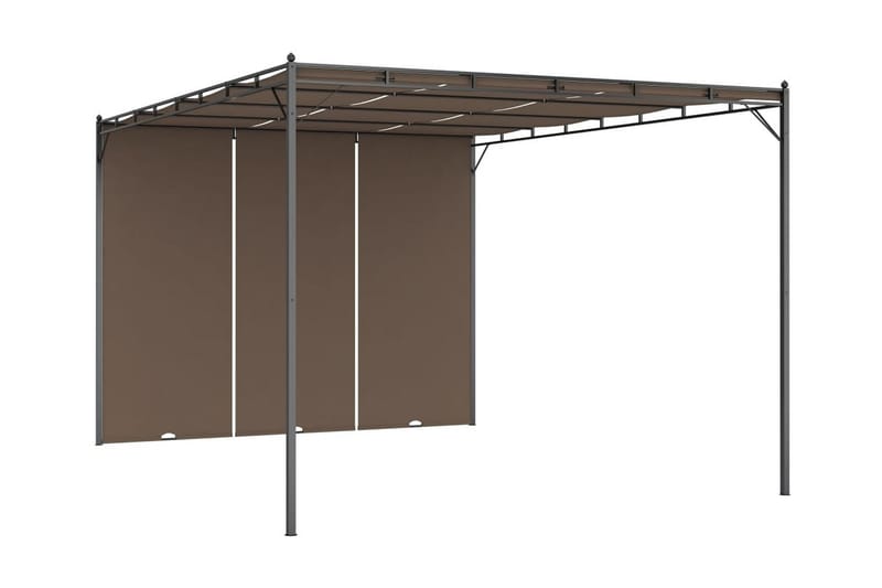 havepavillon med sidegardin 4x3x2,25 m gråbrun - Gråbrun - Balkonmarkise - Markiser - Terrassemarkise
