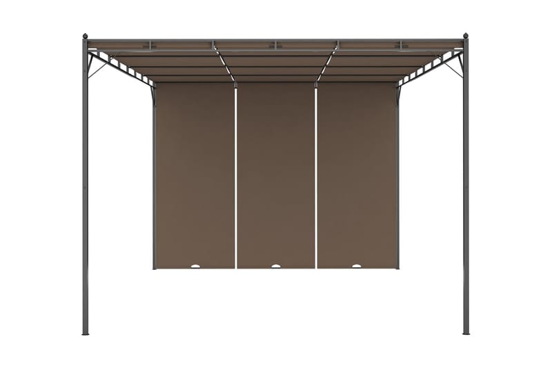 havepavillon med sidegardin 4x3x2,25 m gråbrun - Gråbrun - Havemøbler - Solafskærmning - Markiser - Balkonmarkise
