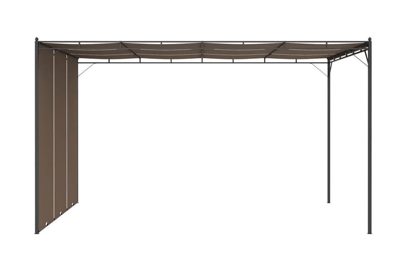 havepavillon med sidegardin 4x3x2,25 m gråbrun - Gråbrun - Havemøbler - Solafskærmning - Markiser - Balkonmarkise