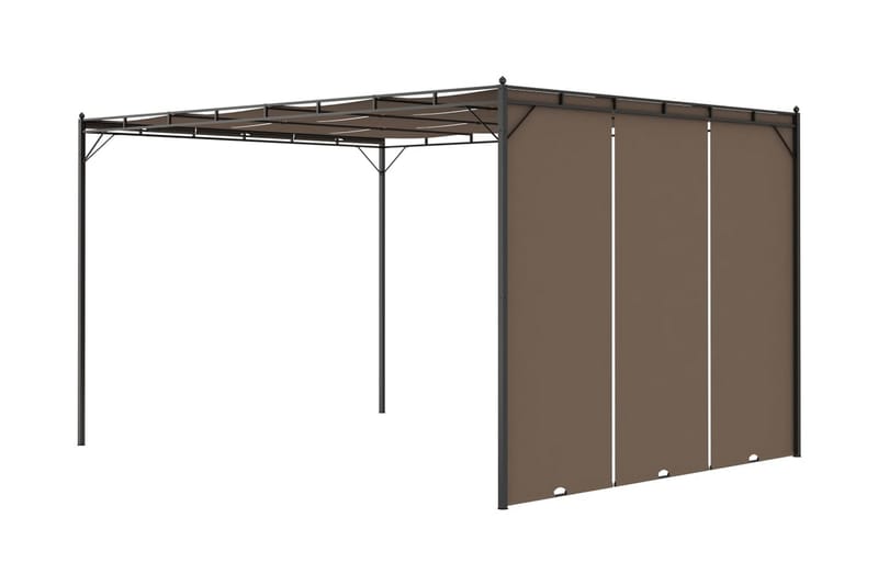 havepavillon med sidegardin 4x3x2,25 m gråbrun - Gråbrun - Havemøbler - Solafskærmning - Markiser - Balkonmarkise