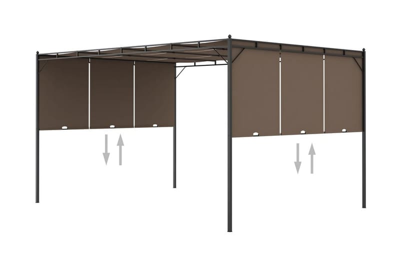havepavillon med sidegardin 4x3x2,25 m gråbrun - Gråbrun - Havemøbler - Solafskærmning - Markiser - Balkonmarkise