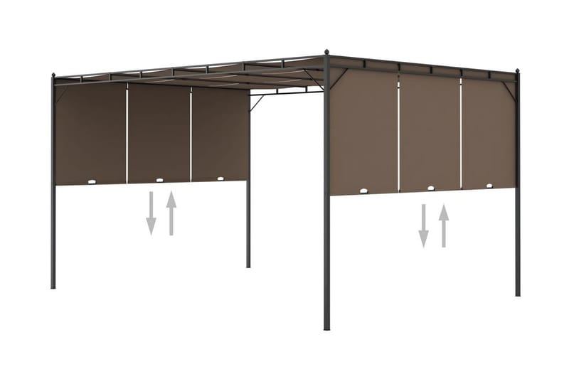 havepavillon med sidegardin 4x3x2,25 m gråbrun - Gråbrun - Balkonmarkise - Markiser - Terrassemarkise