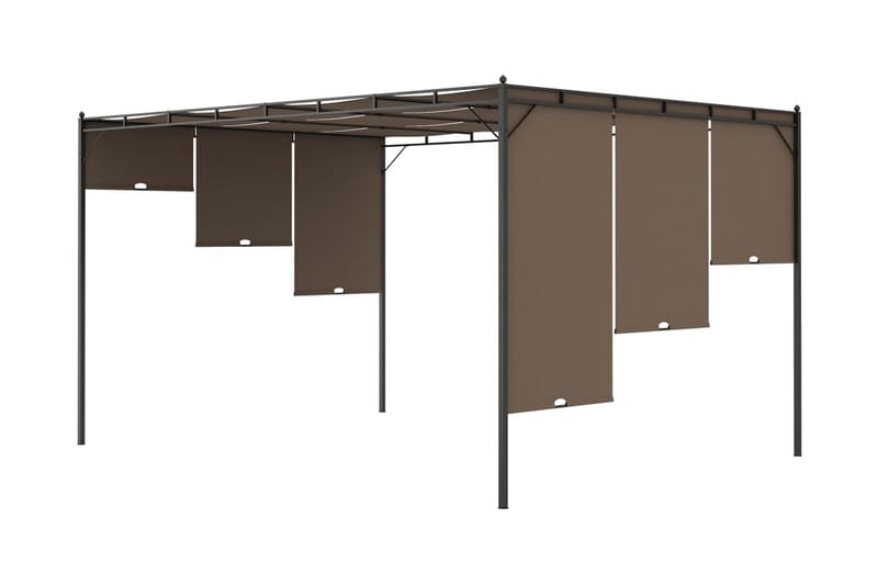 havepavillon med sidegardin 4x3x2,25 m gråbrun - Gråbrun - Balkonmarkise - Markiser - Terrassemarkise