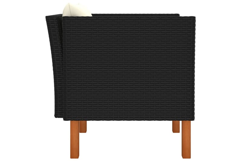 havesofa polyrattan og massivt eukalyptustræ - Sort - Havemøbler - Solafskærmning - Markiser - Balkonmarkise