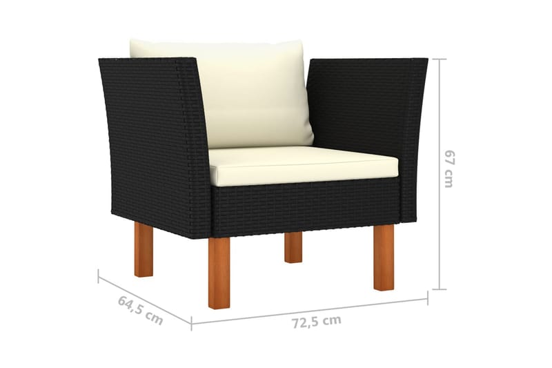 havesofa polyrattan og massivt eukalyptustræ - Sort - Balkonmarkise - Markiser - Terrassemarkise