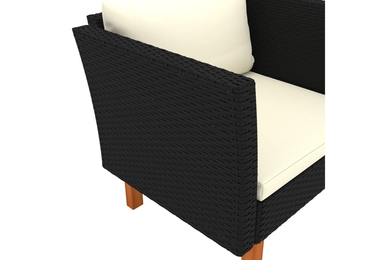 havesofa polyrattan og massivt eukalyptustræ - Sort - Havemøbler - Solafskærmning - Markiser - Balkonmarkise