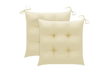 havestole 2 stk. med cremehvide hynder massivt teaktræ - Creme - Havemøbler - Solafskærmning - Markiser - Balkonmarkise