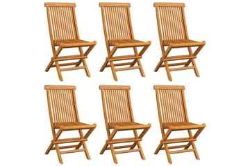 havestole med beige hynder 6 stk. massivt teaktræ - Beige - Havemøbler - Solafskærmning - Markiser - Balkonmarkise