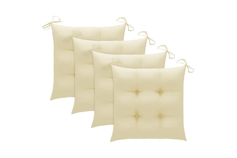 havestole med cremefarvede hynder 4 stk. massivt teaktræ - Creme - Havemøbler - Solafskærmning - Markiser - Balkonmarkise