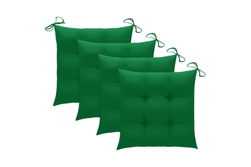 havestole med grønne hynder 4 stk. massivt teaktræ - Grøn - Balkonmarkise - Markiser - Terrassemarkise