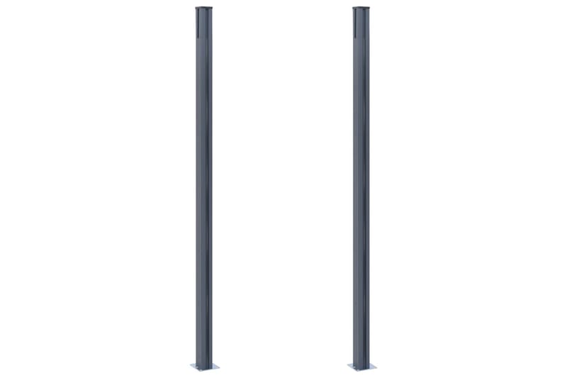 hegnspæle 2 stk. 185 cm aluminium mørkegrå - Havemøbler - Solafskærmning - Markiser - Balkonmarkise