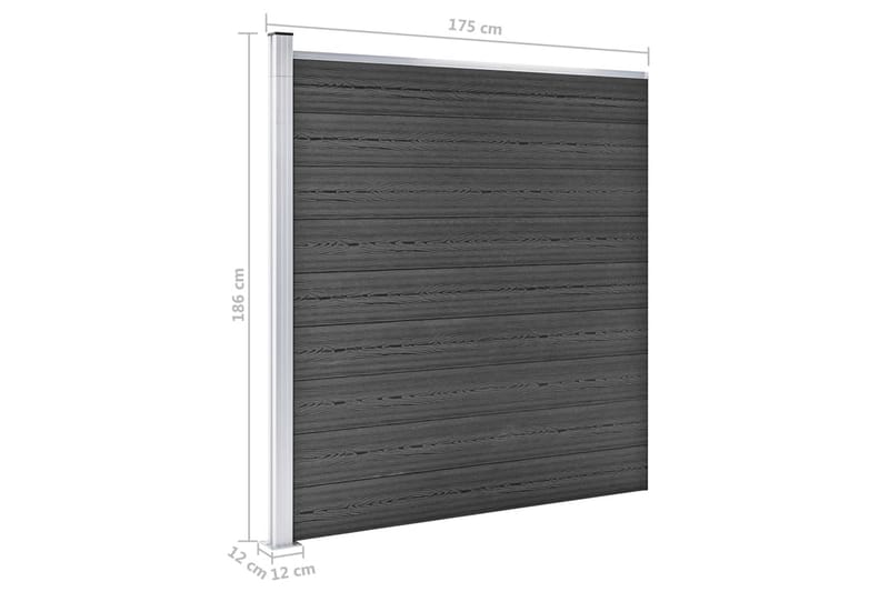 hegnspanel 175x186 cm WPC sort - Sort - Havemøbler - Solafskærmning - Markiser - Balkonmarkise