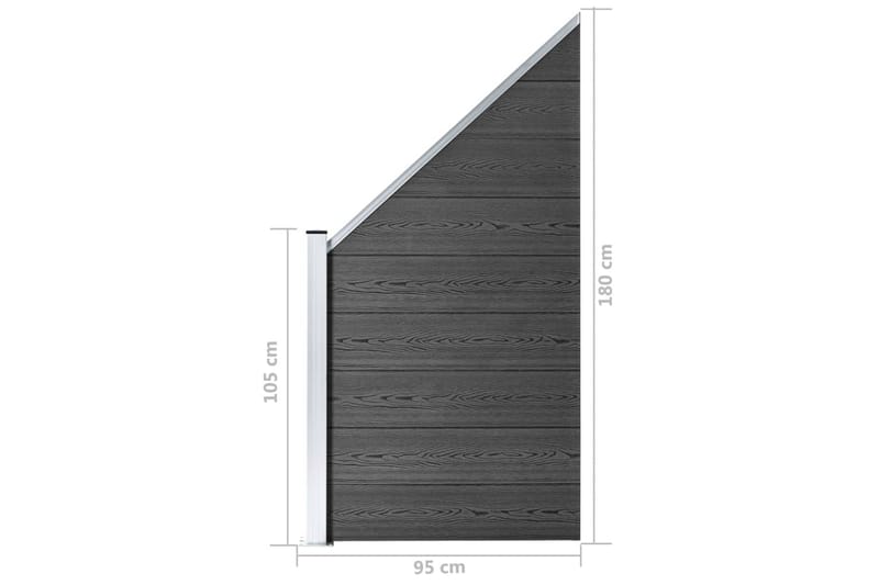 hegnspanel 95x(105-180) cm WPC sort - Sort - Havemøbler - Solafskærmning - Markiser - Balkonmarkise