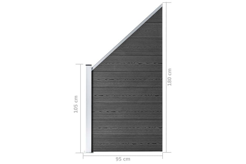 hegnspanel 95x(105-180) cm WPC sort - Sort - Balkonmarkise - Markiser - Terrassemarkise