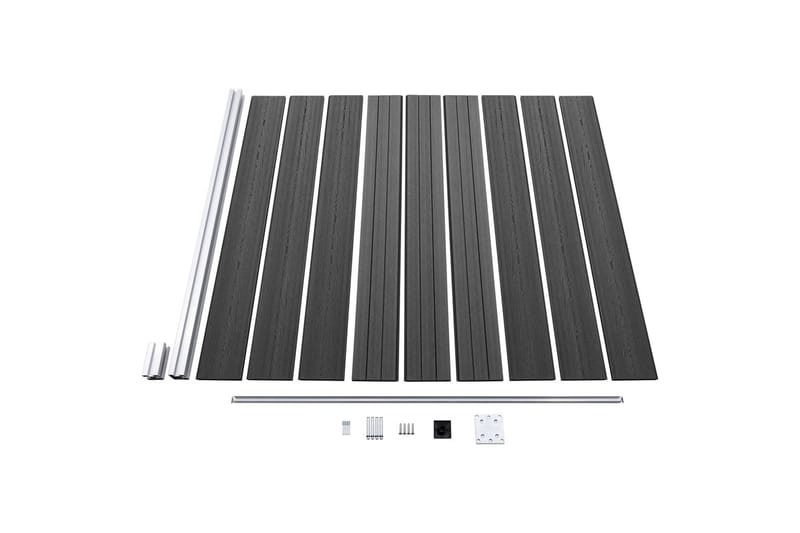 hegnspanelsæt 1218x186 cm WPC sort - Sort - Havemøbler - Solafskærmning - Markiser - Balkonmarkise