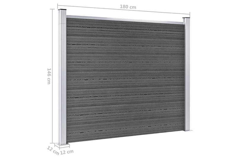 hegnspanelsæt 526x146 cm WPC sort - Sort - Havemøbler - Solafskærmning - Markiser - Balkonmarkise