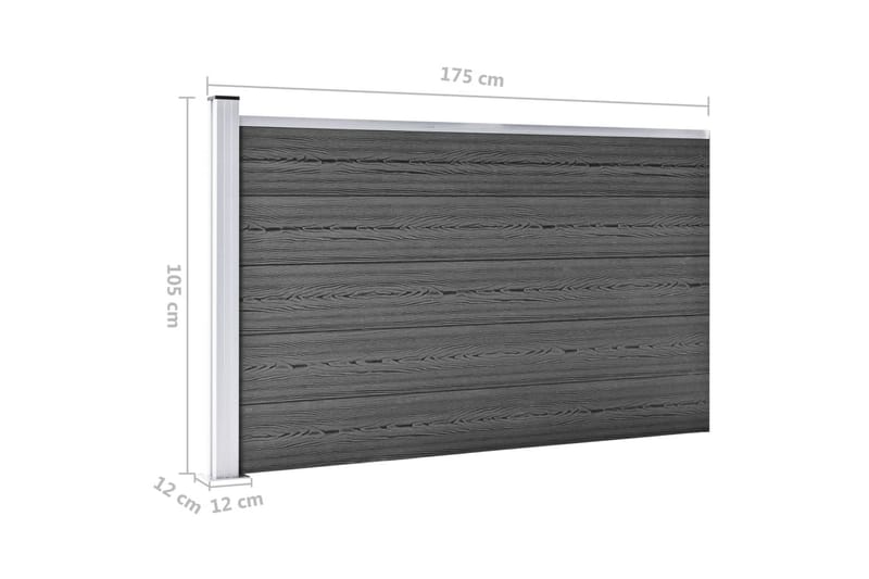 hegnspanelsæt 699x105 cm WPC sort - Sort - Havemøbler - Solafskærmning - Markiser - Balkonmarkise