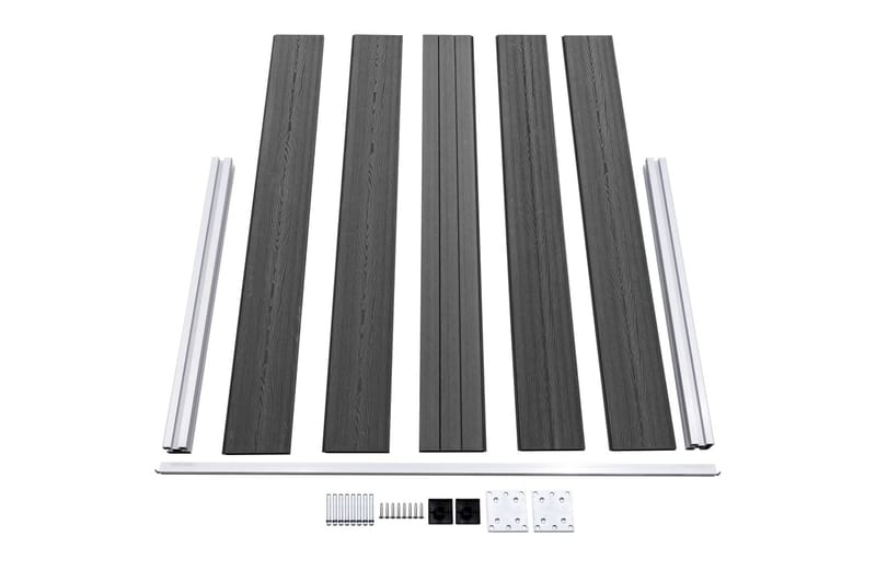 hegnspanelsæt 699x105 cm WPC sort - Sort - Havemøbler - Solafskærmning - Markiser - Balkonmarkise