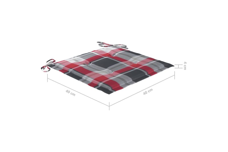 hynder til havestol 2 stk. 40x40x4 cm stof rødternet - Flerfarvet - Havemøbler - Solafskærmning - Markiser - Balkonmarkise
