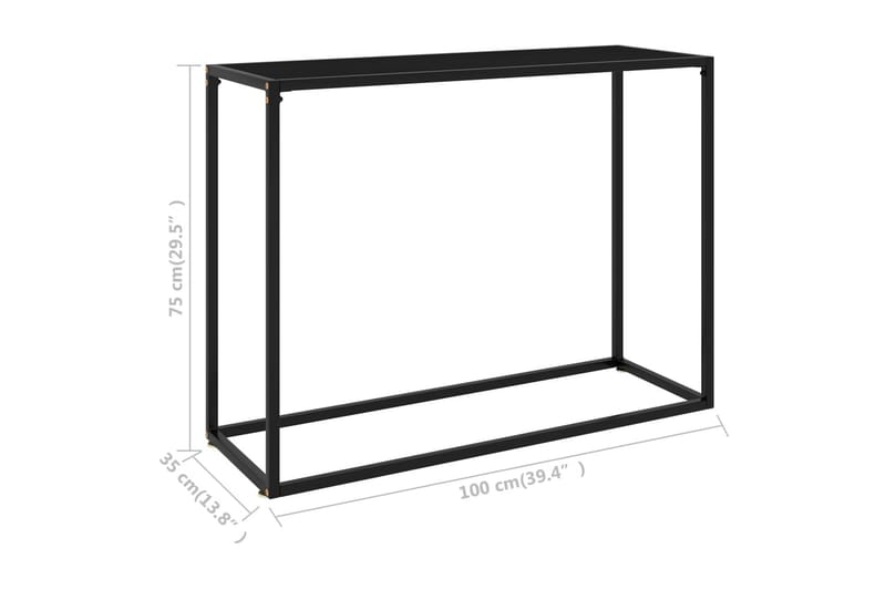 konsolbord 100x35x75 cm hærdet glas sort - Sort - Balkonmarkise - Markiser - Terrassemarkise