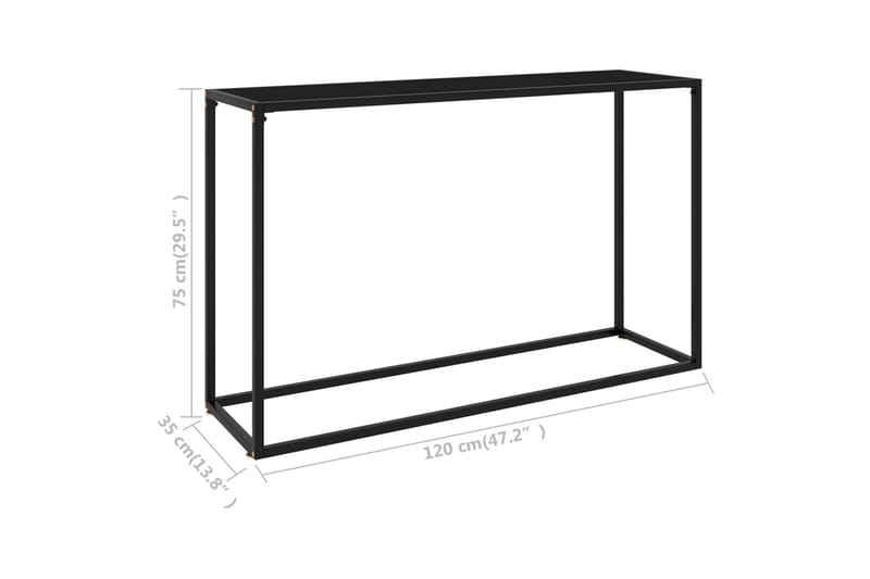 konsolbord 120x35x75 cm hærdet glas sort - Sort - Balkonmarkise - Markiser - Terrassemarkise