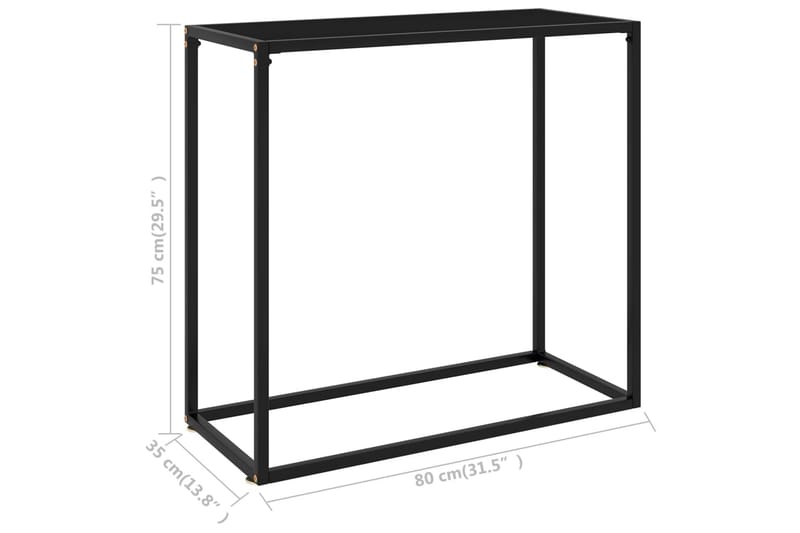 konsolbord 80x35x75 cm hærdet glas sort - Sort - Balkonmarkise - Markiser - Terrassemarkise