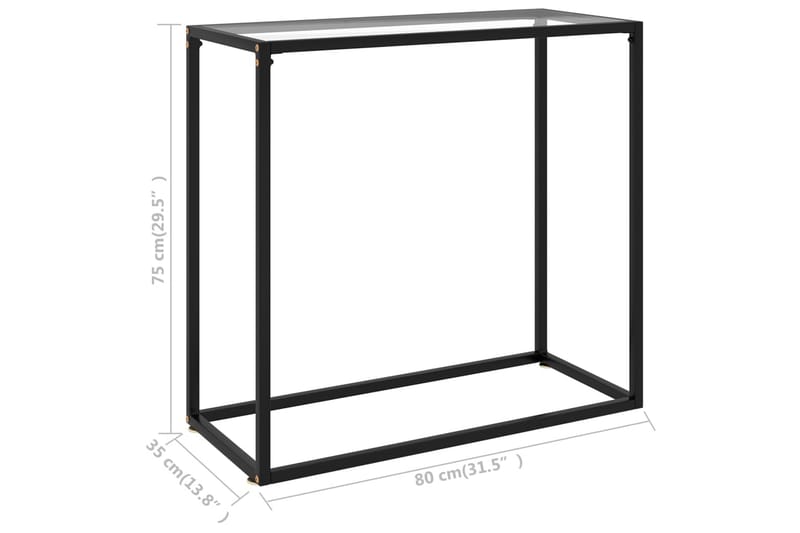 konsolbord 80x35x75 cm hærdet glas transparent - gennemsigtig - Balkonmarkise - Markiser - Terrassemarkise