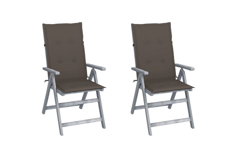 lænestole til haven 2 stk. med hynder massivt akacietræ - Grå - Balkonmarkise - Markiser - Terrassemarkise