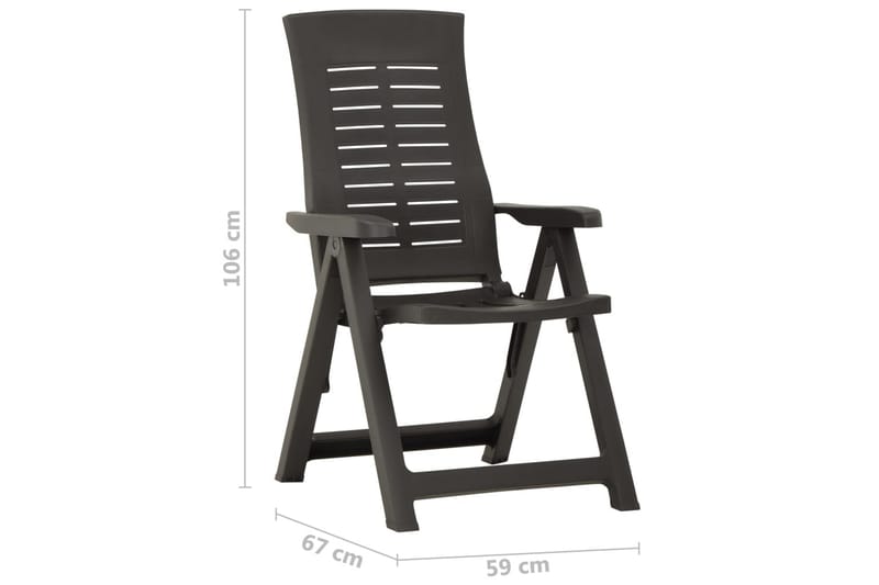 lænestole til haven 2 stk. plastik antracitgrå - Antracit - Balkonmarkise - Markiser - Terrassemarkise